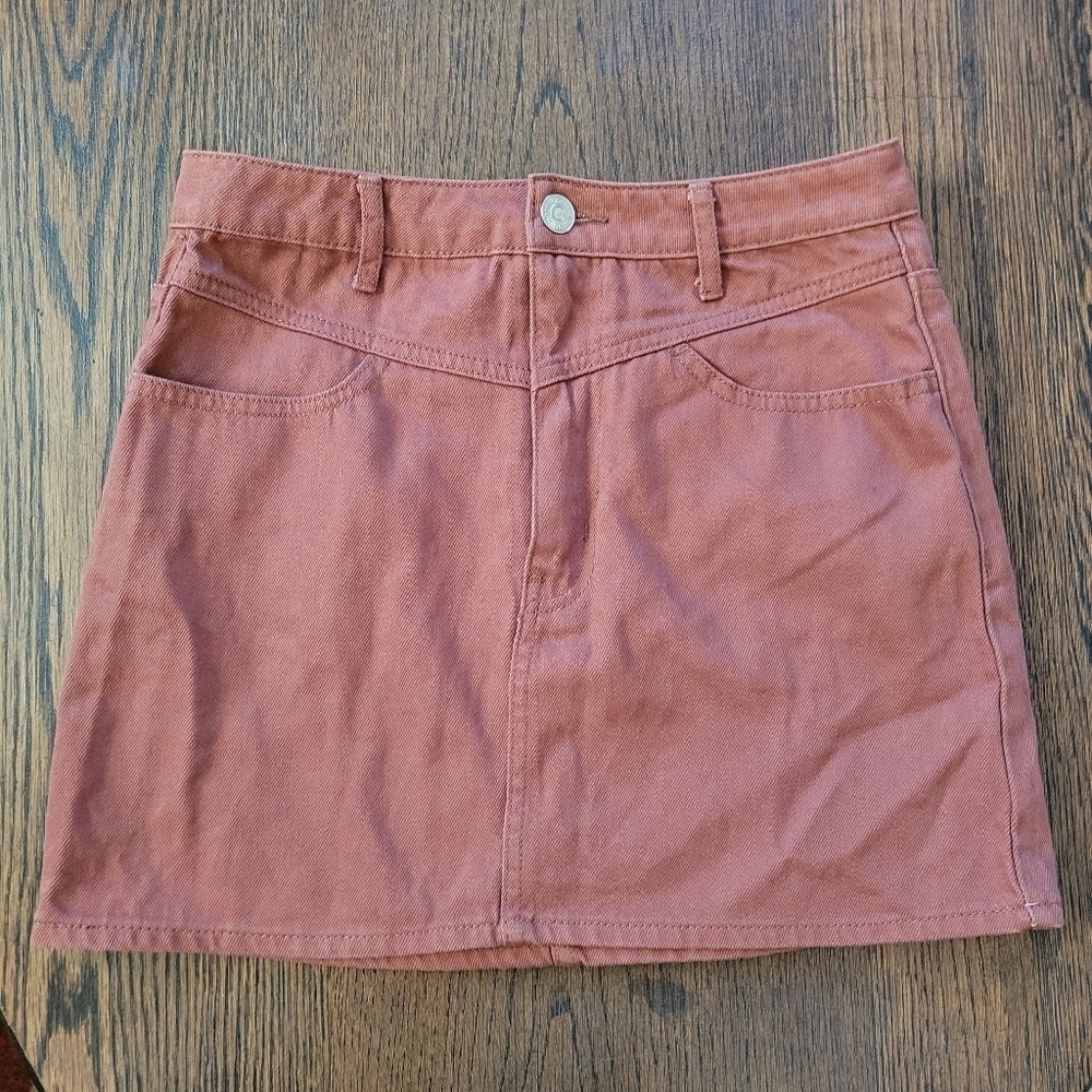Forever 21 Burnt Orange Mini Denim Jean Skirt Size Women's Small Like New